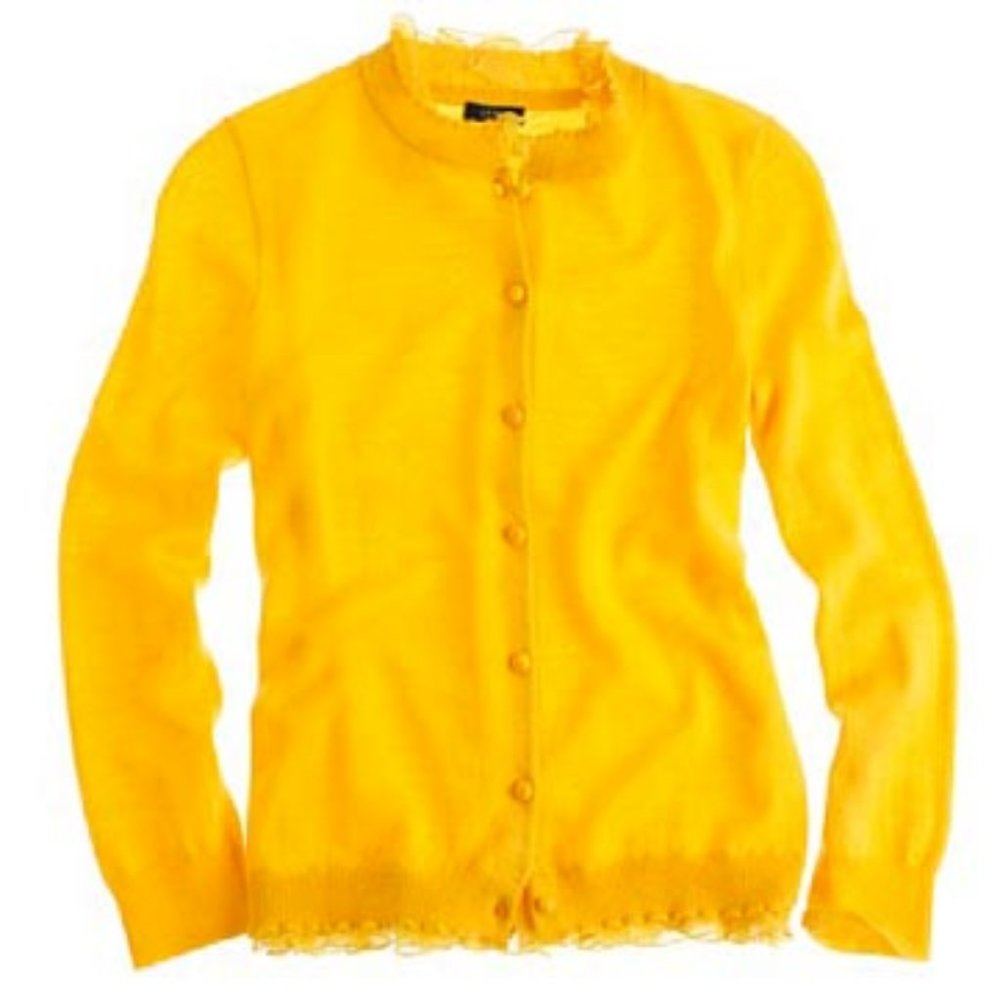 J.Crew Marigold Yellow Knit Cardigan with Ruffles
